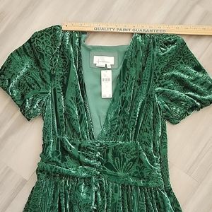 Anthropologie Puff Sleeve velvet maxi dress